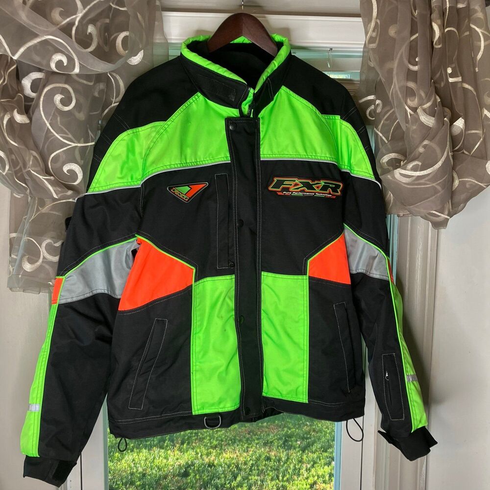 MCM FXR Racing JACKET Motor Sports Womans Vintage Neon Orange/Green Size XL